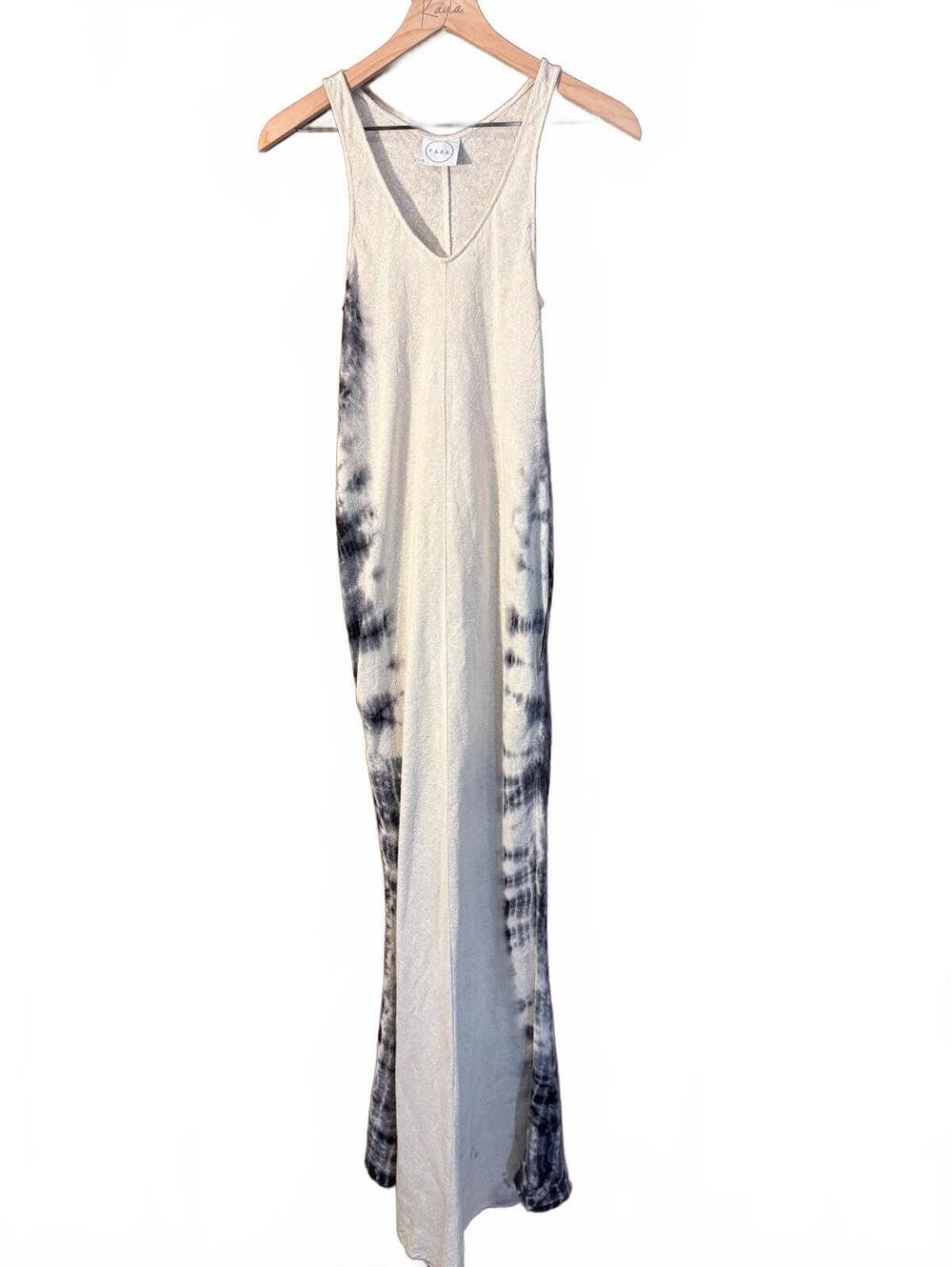 FARA boutique hemp cream and black hand dyed maxi dress- measurements below